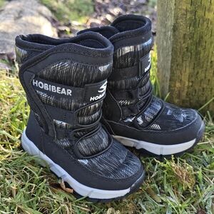 Kids Hobibear Waterproof Snow Boots Round Toe Size 7.5 Black Fleece Lined NEW